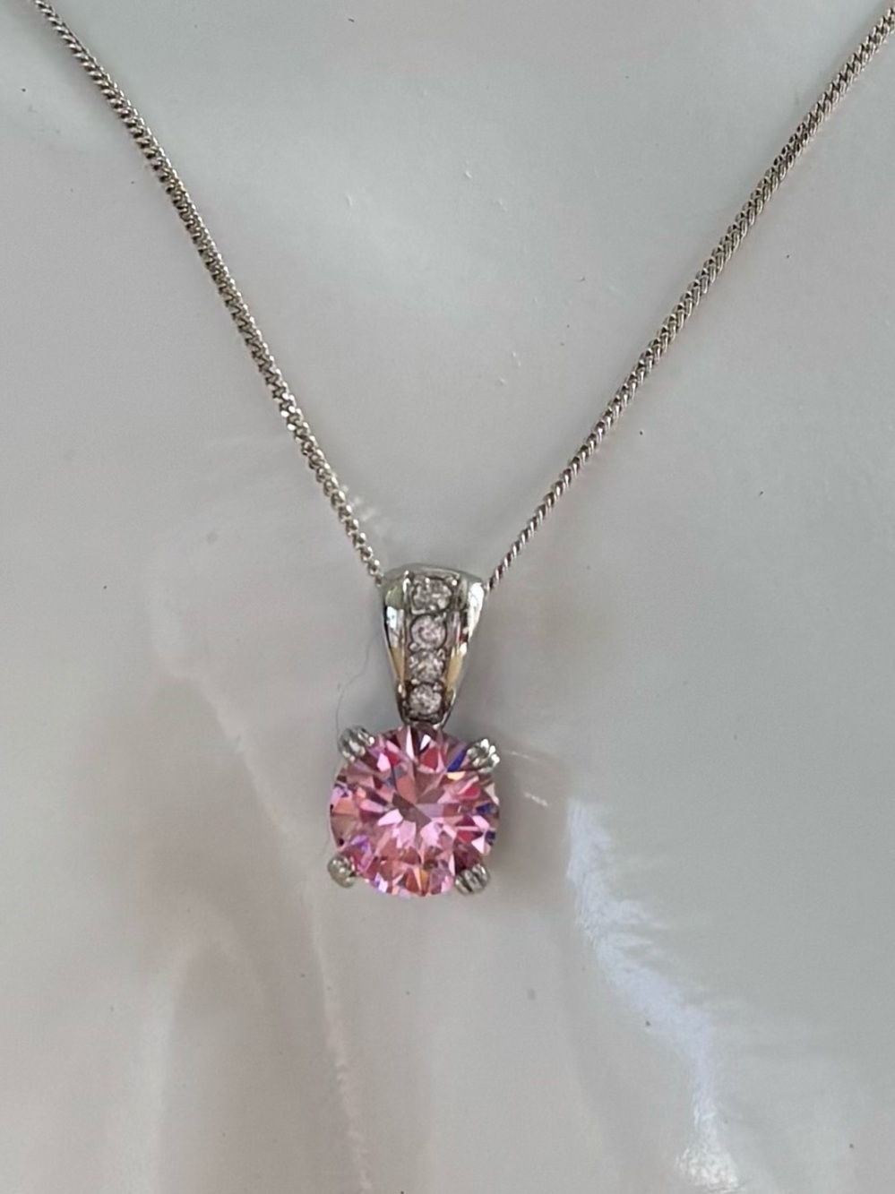 Bella Luce Pink CZ Sterling Silver Necklace